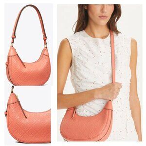 NEW WITH TAGS!!  Authentic Tory Burch T Monogram Leather Cresent Handbag